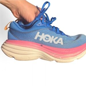 Hoka Blue and Pink Athletic Shoes